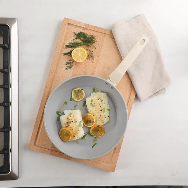 Alt view image 5 of 5 - Gibson Home Barnsdall 2 Piece 8 Inch and 10 Inch Nonstick Aluminum Frying Pan Set in Linen