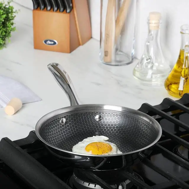 Alt view image 4 of 4 - Oster Modessa 8 Inch Nonstick Triply Stainless Steel Frying Pan in Silver
