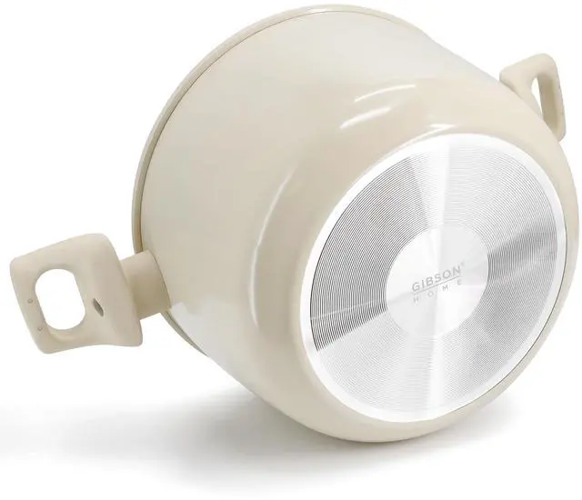 Alt view image 3 of 5 - Gibson Home Barnsdall 5 Quart Ceramic Nonstick Aluminum Stock Pot with Lid in Cream