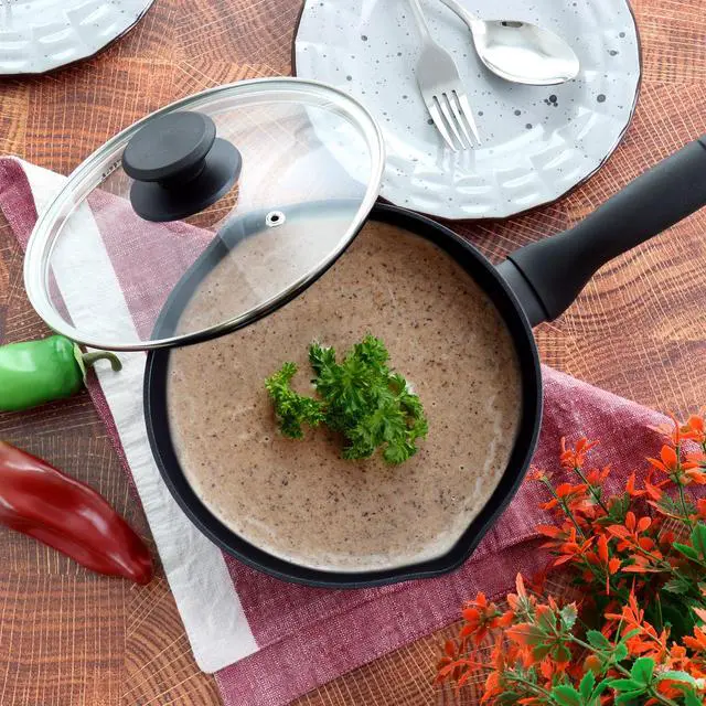 Alt view image 6 of 6 - Oster Kingsway 2.6 Quart Aluminum Nonstick Saucepan in Black
