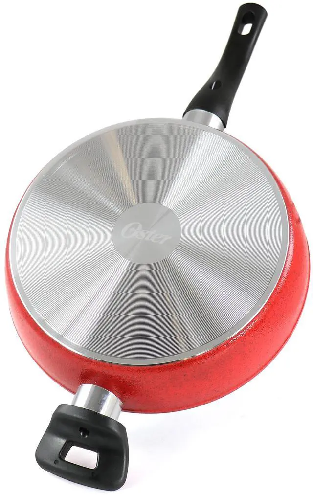 Alt view image 3 of 6 - Oster Claybon 3.8 Quart Nonstick Saute Pan With Lid in Speckled Red