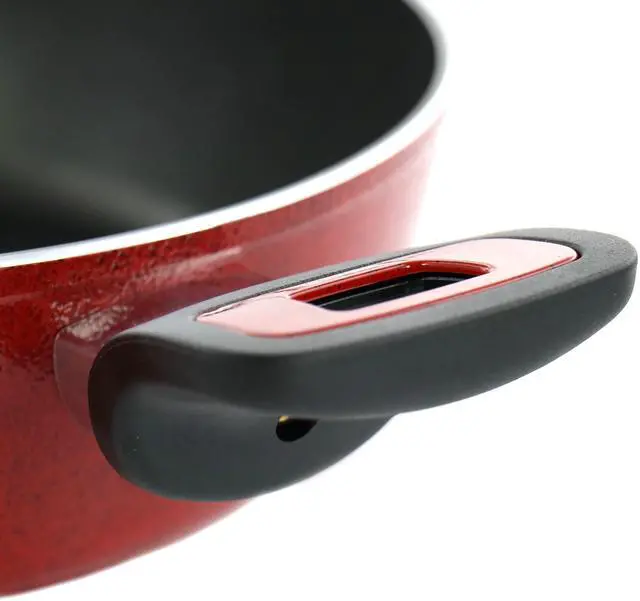 Alt view image 5 of 6 - Oster Claybon 3.8 Quart Nonstick Saute Pan With Lid in Speckled Red
