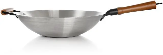 Alt view image 2 of 6 - Oster Sangerfield 14in Stainless Steel Flat Bottom Wok with Wooden Handles