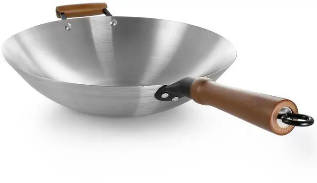 Alt view image 4 of 6 - Oster Sangerfield 14in Stainless Steel Flat Bottom Wok with Wooden Handles