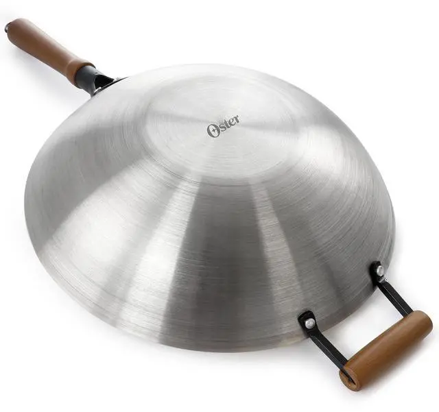 Alt view image 3 of 6 - Oster Sangerfield 14in Stainless Steel Flat Bottom Wok with Wooden Handles