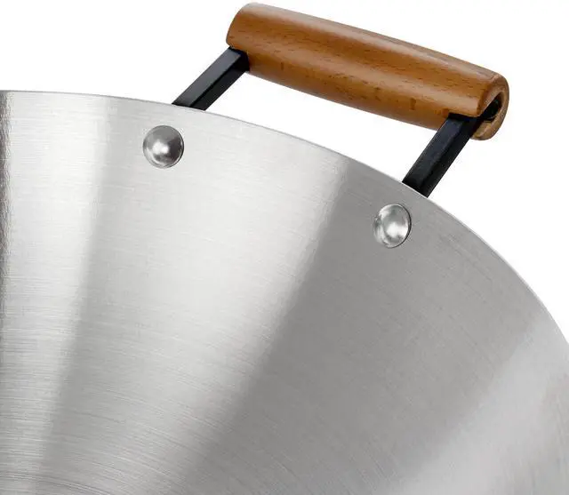 Alt view image 5 of 6 - Oster Sangerfield 14in Stainless Steel Flat Bottom Wok with Wooden Handles
