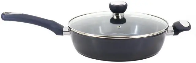Main image of Oster Hawke 3.9 Quart Ceramic Nonstick Aluminum Saute Pan with Lid in Dark Blue