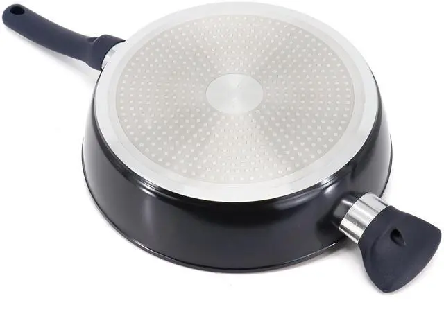 Alt view image 6 of 7 - Oster Hawke 3.9 Quart Ceramic Nonstick Aluminum Saute Pan with Lid in Dark Blue