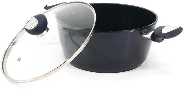 Alt view image 2 of 5 - Oster Hawke 4.2 Quart Ceramic Nonstick Aluminum Dutch Oven with Lid in Dark Blue