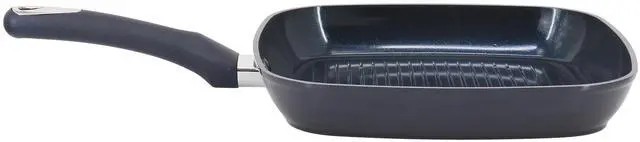 Alt view image 2 of 6 - Oster Hawke 11 Inch Square Ceramic Nonstick Aluminum Grill Pan in Dark Blue