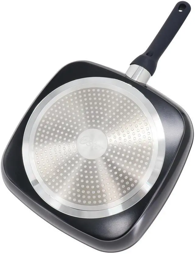Alt view image 5 of 6 - Oster Hawke 11 Inch Square Ceramic Nonstick Aluminum Grill Pan in Dark Blue