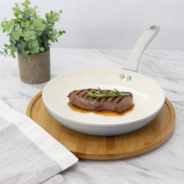 Alt view image 6 of 6 - Martha Stewart Everyday Rexford 8 Inch Ceramic Nonstick Aluminum Frying Pan in Linen