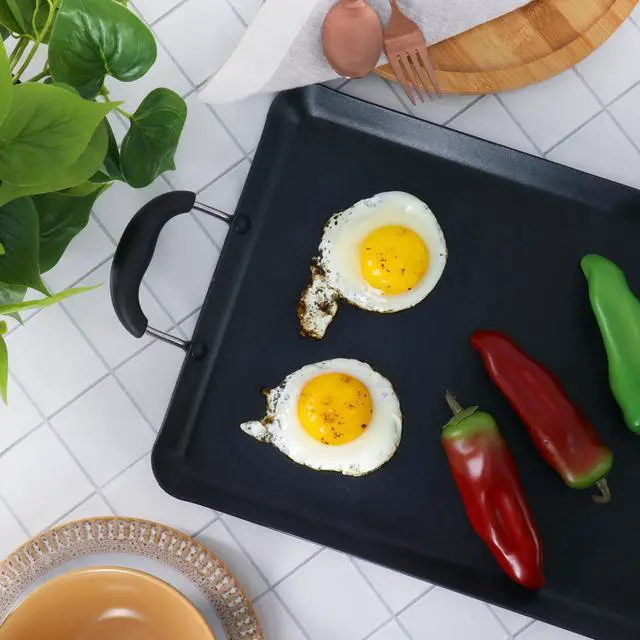 Alt view image 5 of 5 - Oster Clairborne 19 x 11.6 Inch Nonstick Double Burner Rectangular Griddle Pan in Charcoal Gray
