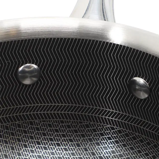 Alt view image 4 of 5 - Oster Modessa 2.5 Quart Nonstick Triply Stainless Steel Saucepan and Lid with Honeycomb Design in Silver