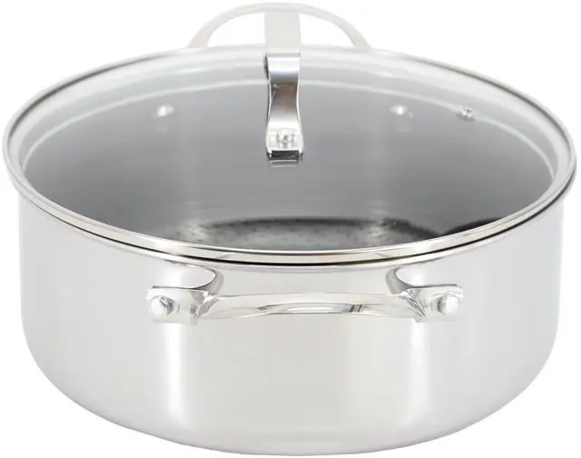 Alt view image 3 of 6 - Oster Modessa 4.5 Quart Nonstick Triply Stainless Steel Dutch Oven with Honeycomb Design in Silver