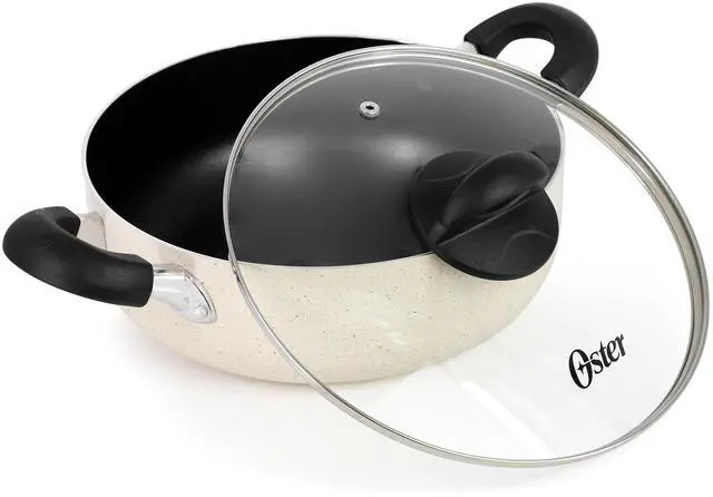Alt view image 2 of 5 - Oster Clairborne 3.6 Quart Nonstick Aluminum Caldero with Lid in Linen