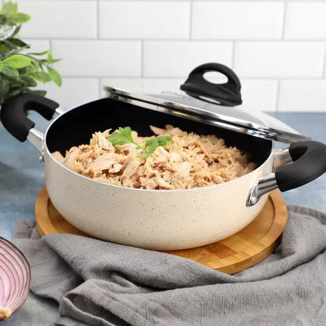 Alt view image 5 of 5 - Oster Clairborne 3.6 Quart Nonstick Aluminum Caldero with Lid in Linen