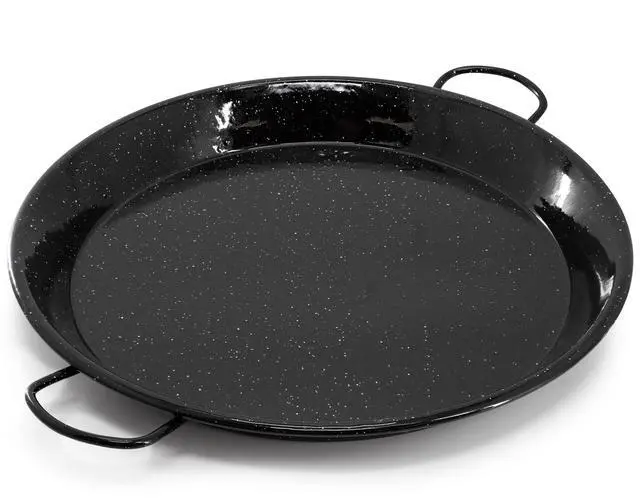 Alt view image 2 of 5 - Oster Castillo 15 Inch Enameled Steel Paella Pan in Speckled Black