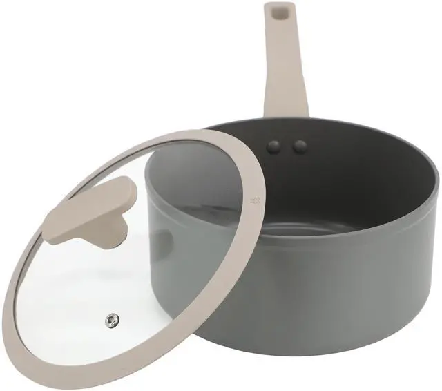 Alt view image 2 of 6 - Oster Ambrose 3 Quart Nonstick Aluminum Saucepan with Lid in Matte Grey