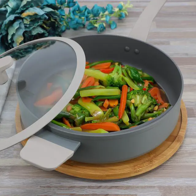 Alt view image 6 of 6 - Oster Ambrose 4.5 Quart Nonstick Aluminum Saute Pan with Lid in Matte Grey