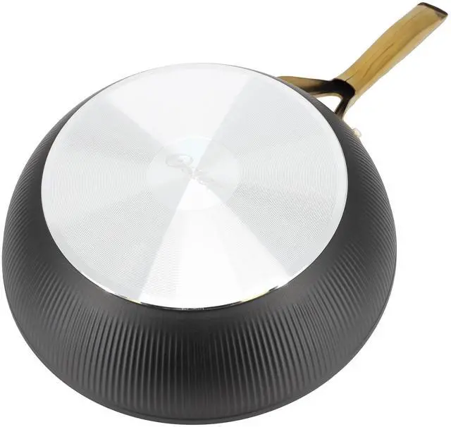 Alt view image 4 of 6 - Oster Abbottsford 11 Inch Nonstick Round Aluminum Wok in Black