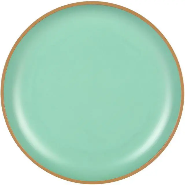 Alt view image 4 of 7 - Gibson Home Rockabye 12 Piece Double Bowl Melamine Dinnerware Set in Green