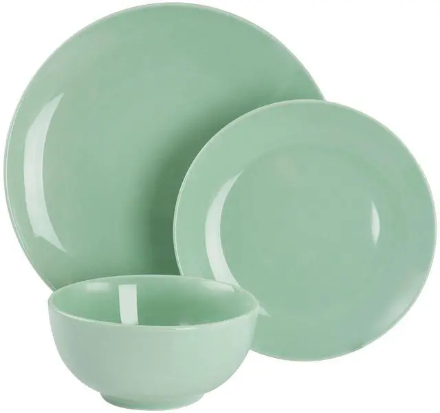 Alt view image 2 of 8 - Elama Luna 18 Piece Porcelain Dinnerware Set in Mint