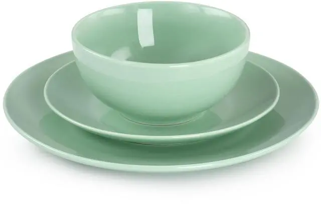 Alt view image 3 of 8 - Elama Luna 18 Piece Porcelain Dinnerware Set in Mint