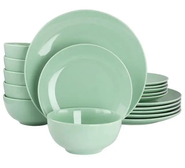 Main image of Elama Luna 18 Piece Porcelain Dinnerware Set in Mint