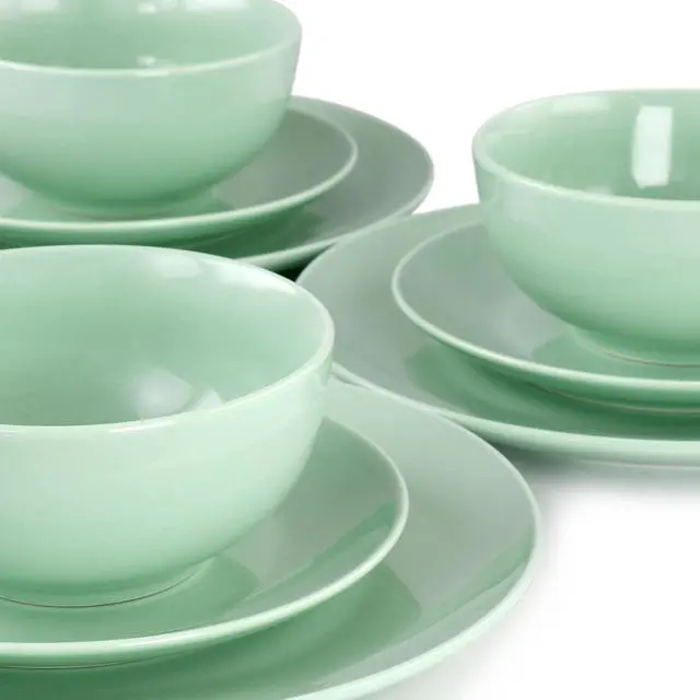 Alt view image 6 of 8 - Elama Luna 18 Piece Porcelain Dinnerware Set in Mint