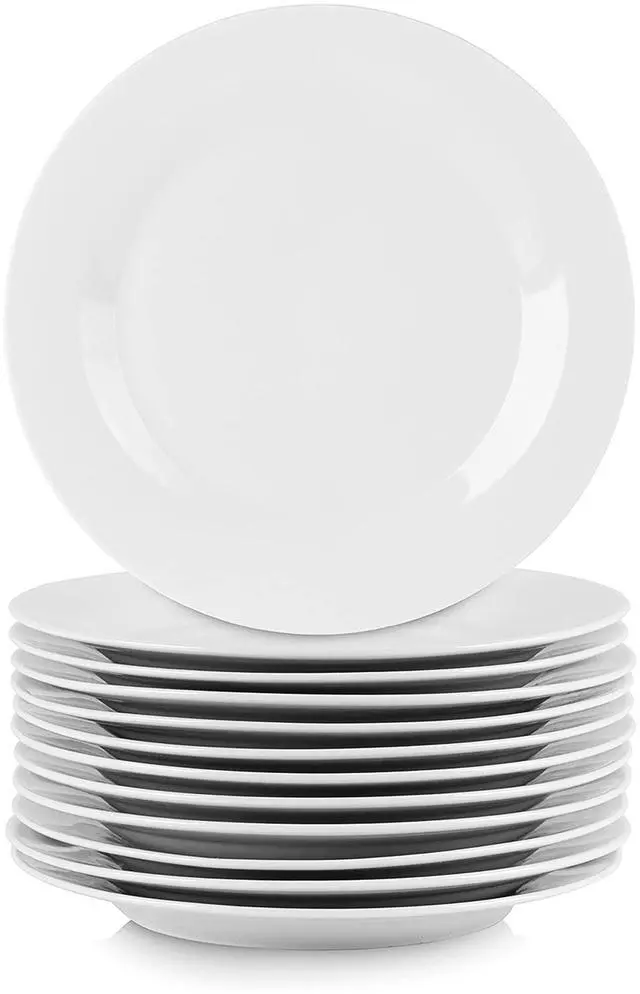 Main image of Elama Professional Kitchen 12 Piece Round Porcelain Salad Plate Set in White