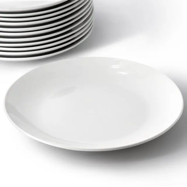Alt view image 2 of 7 - Elama Professional Kitchen 12 Piece Round Porcelain Salad Plate Set in White