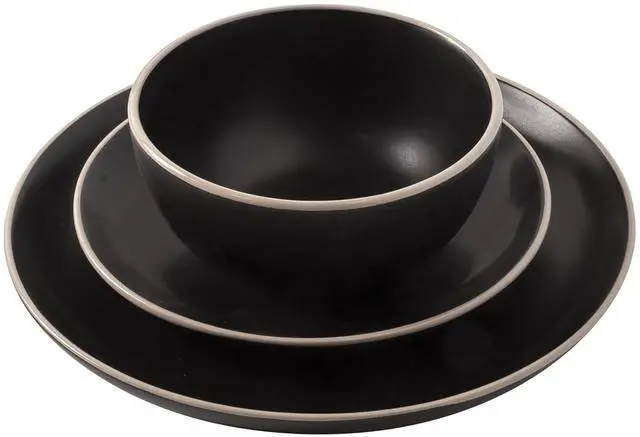 Alt view image 3 of 5 - Gibson Home Rockaway 12 Piece Stoneware Dinnerware Set in Black
