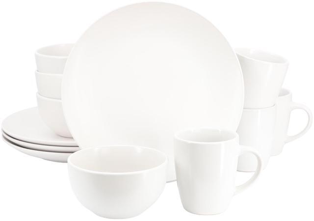 Main image of Gibson Home Everyday Plus 12 Piece Round Stoneware Dinnerware Set in White