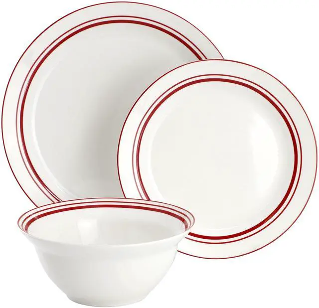 Alt view image 2 of 7 - Gibson Ultra White Shadow 12 Piece Opal Glass Dinnerware Set in White
