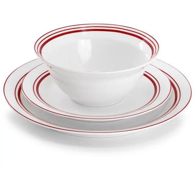 Alt view image 3 of 7 - Gibson Ultra White Shadow 12 Piece Opal Glass Dinnerware Set in White