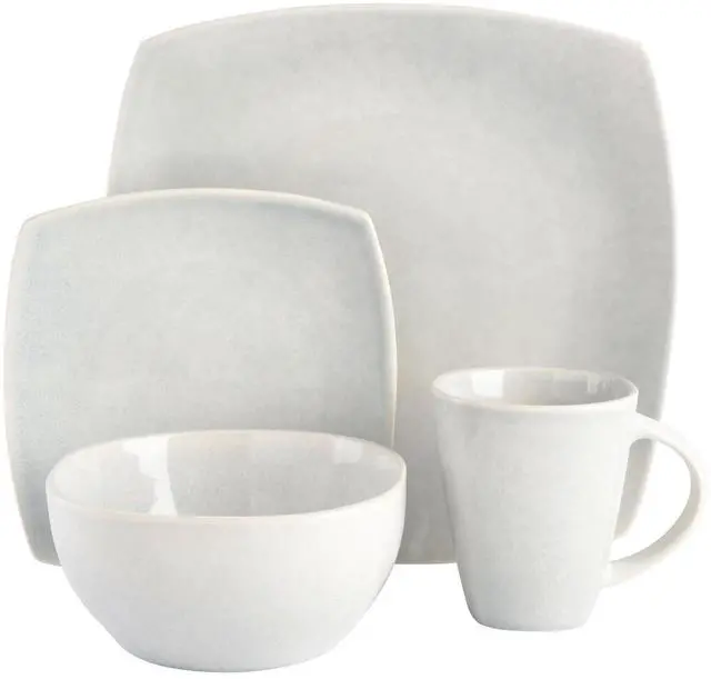 Alt view image 2 of 7 - Gibson Home Soho Lounge 16 Piece Soft Square Stoneware Dinnerware Set in Stone Grey