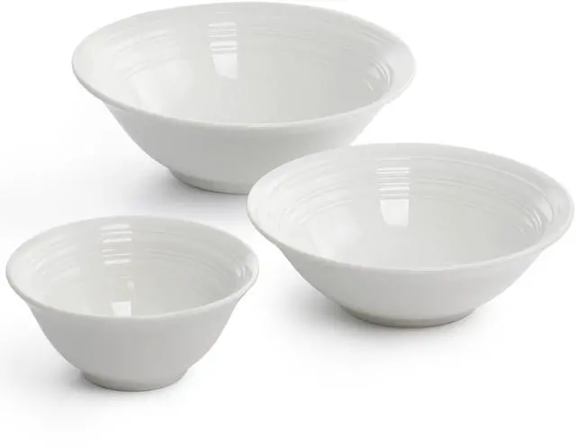 Alt view image 4 of 7 - Gibson Home Embossed Ring 32 Piece Round Ceramic Dinnerware Set in White