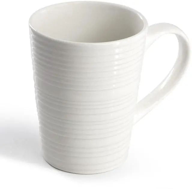 Alt view image 5 of 7 - Elama Nikki 18 Piece Ribbed White Porcelain Dinnerware and Serving Bowl Set