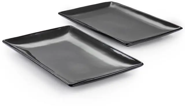 Alt view image 2 of 6 - Gibson Home Urban Cafe 2 Piece 12 Inch Rectangle Stoneware Platter Set in Grey