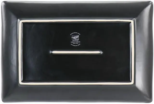 Alt view image 4 of 6 - Gibson Home Urban Cafe 2 Piece 12 Inch Rectangle Stoneware Platter Set in Grey
