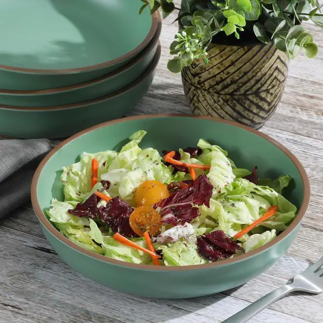 Alt view image 4 of 4 - Gibson Home Rockabye 4 Poece 8.5 Inch Melamine Dinner Bowl Set In Green