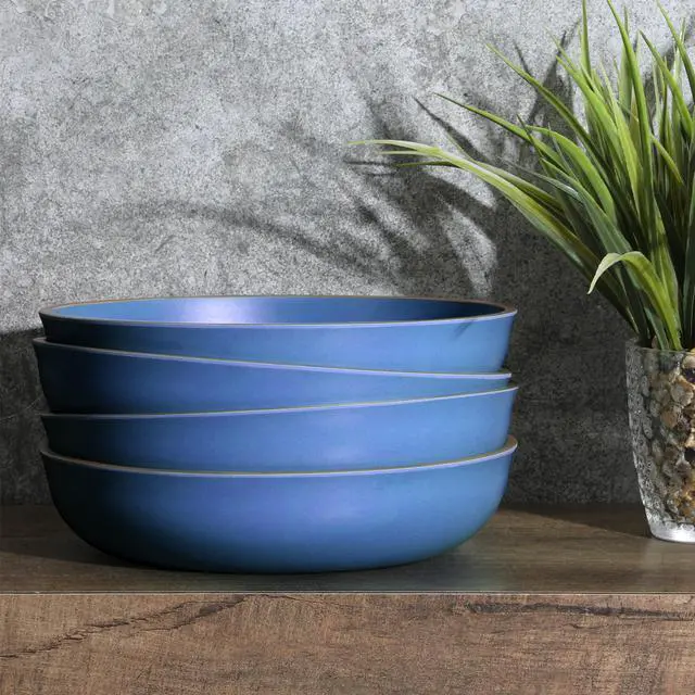 Alt view image 3 of 4 - Gibson Home Rockabye 4 Piece 8.5 Inch Melamine Dinner Bowl Set In Blue