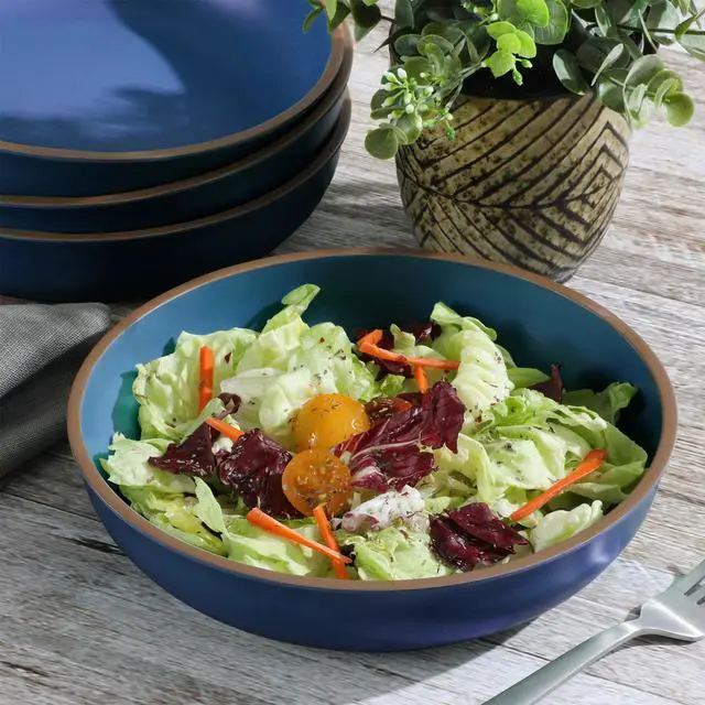Alt view image 4 of 4 - Gibson Home Rockabye 4 Piece 8.5 Inch Melamine Dinner Bowl Set In Blue