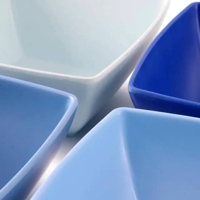 Alt view image 4 of 6 - Gibson Home Grayson 4 Piece 6 Inch Square Melamine Dinner Bowl Set in Assorted Blue