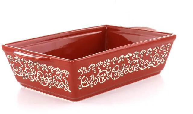 Alt view image 4 of 7 - Laurie Gates 2 Piece Tierra Wax Relief Stoneware Baker Set in Red and Mint