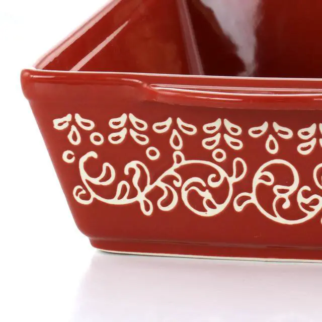 Alt view image 5 of 7 - Laurie Gates 2 Piece Tierra Wax Relief Stoneware Baker Set in Red and Mint