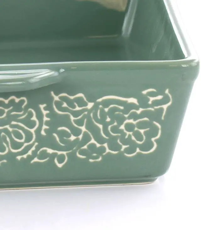 Alt view image 6 of 7 - Laurie Gates 2 Piece Tierra Wax Relief Stoneware Baker Set in Red and Mint