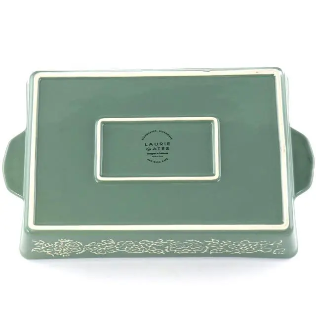 Alt view image 7 of 7 - Laurie Gates 2 Piece Tierra Wax Relief Stoneware Baker Set in Red and Mint