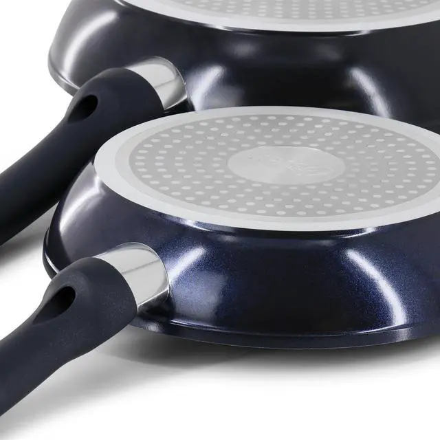Alt view image 6 of 8 - Oster Hawke 14 Piece Ceramic Nonstick Cookware Set in Dark Blue